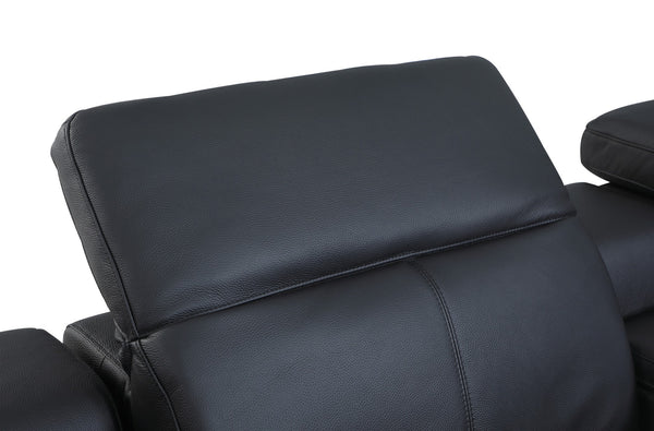 Homeroots Black Italian Leather Power Reclining U Shaped Seven Piece Corner Sectional With Console Black  476594