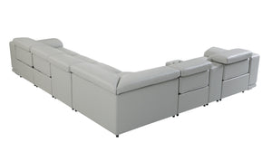 Homeroots Three Piece Indoor Italian Leather Seating Set For Six – Luxurious Comfort & Stylish Design Light Grey  476595