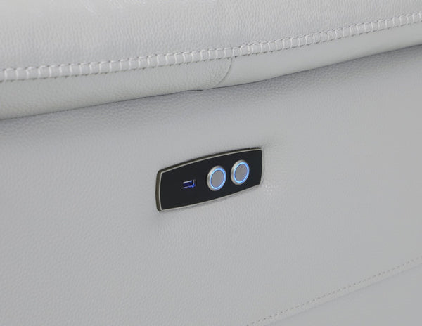 Homeroots Three Piece Indoor Italian Leather Seating Set For Six – Luxurious Comfort & Stylish Design Light Grey  476595