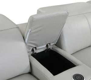 Homeroots Three Piece Indoor Italian Leather Seating Set For Six – Luxurious Comfort & Stylish Design Light Grey  476595