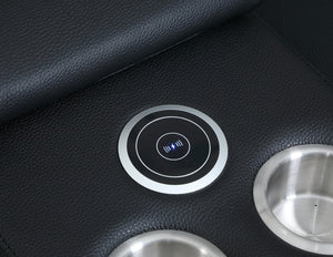 Homeroots Black Italian Leather Power Reclining U Shaped Eight Piece Corner Sectional With Console Black  476597