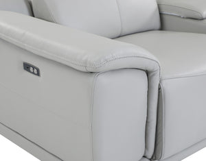 Homeroots Light Gray Italian Leather Power Reclining U Shaped Eight Piece Corner Sectional With Console Light Grey  476598