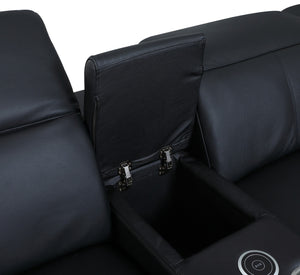 Homeroots Black Italian Leather Power Reclining U Shaped Eight Piece Corner Sectional With Console Black  476600