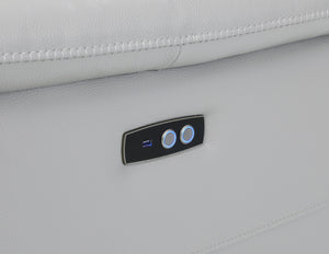 Homeroots Light Gray Italian Leather Power Reclining U Shaped Eight Piece Corner Sectional With Console Light Grey  476601