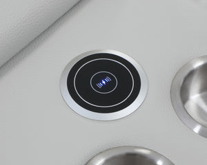 Homeroots Light Gray Italian Leather Power Reclining U Shaped Eight Piece Corner Sectional With Console Light Grey  476601