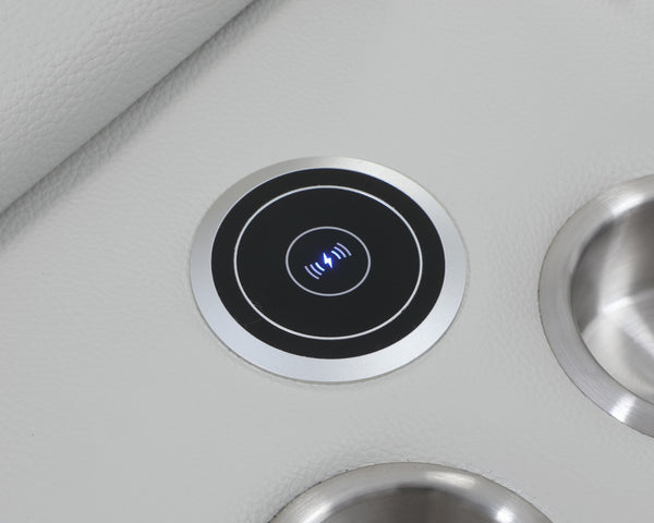 Homeroots Light Gray Italian Leather Power Reclining U Shaped Eight Piece Corner Sectional With Console Light Grey  476601