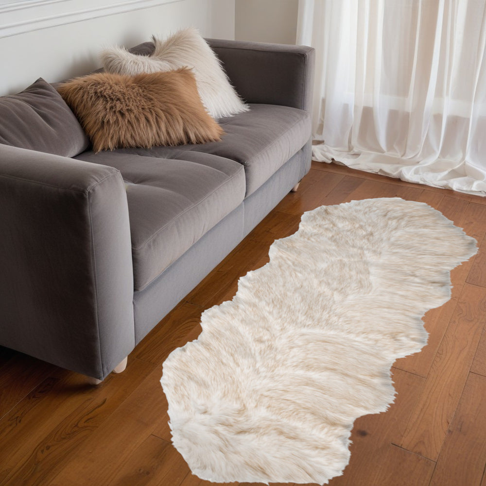 Homeroots 6' Tan Faux Fur Ombre Flokati Washable Non Skid Area Rug  Faux Fur 476605