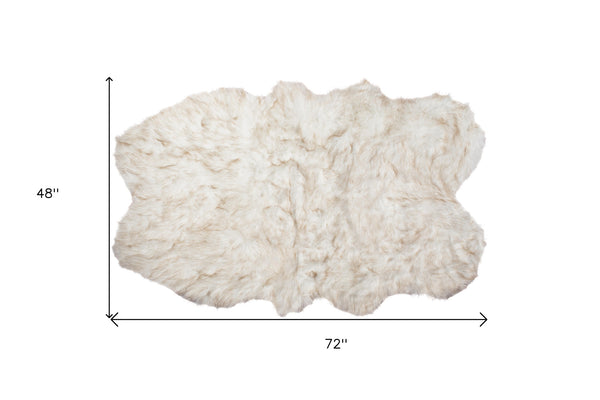 Homeroots 4' X 6' Ombre Tan Faux Fur Washable Non Skid Area Rug  Faux Fur 476608