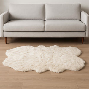 HomeRoots 4' X 6' Ombre Faux Fur Area Rug - Soft, Machine-Washable, Non-Skid Design for Cozy Modern Spaces Tan 476608