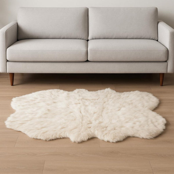 HomeRoots 4' X 6' Ombre Faux Fur Area Rug - Soft, Machine-Washable, Non-Skid Design for Cozy Modern Spaces Tan 476608
