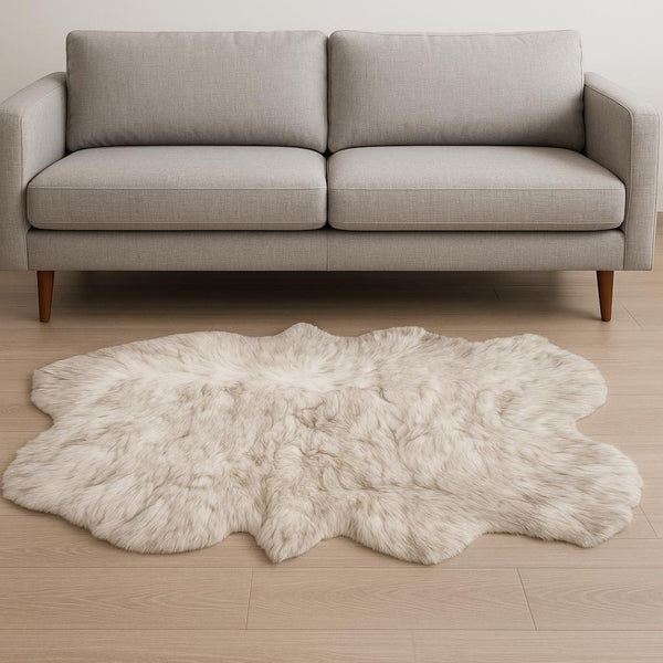 HomeRoots 4' X 6' Ombre Faux Fur Area Rug - Soft, Machine-Washable, Non-Skid Design for Cozy Modern Spaces Brown, White 476609