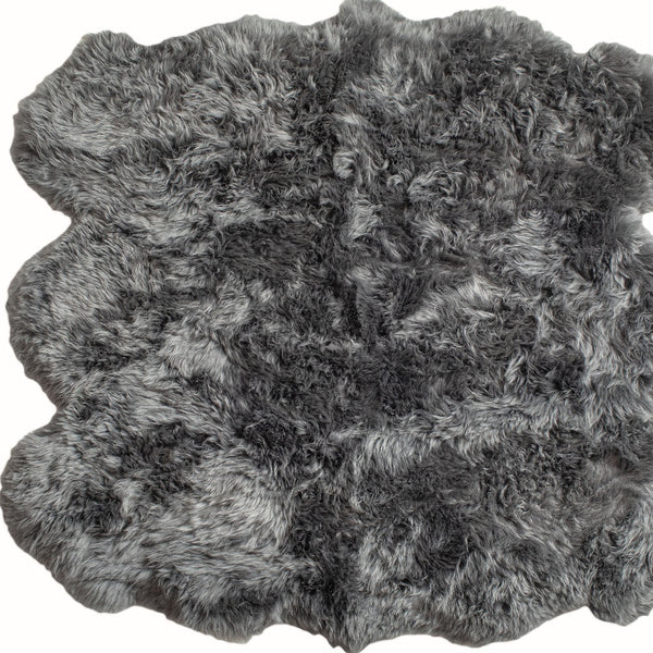 Homeroots 5' X 6' Grey Wool Sheepskin Handmade Area Rug  Wool 476622