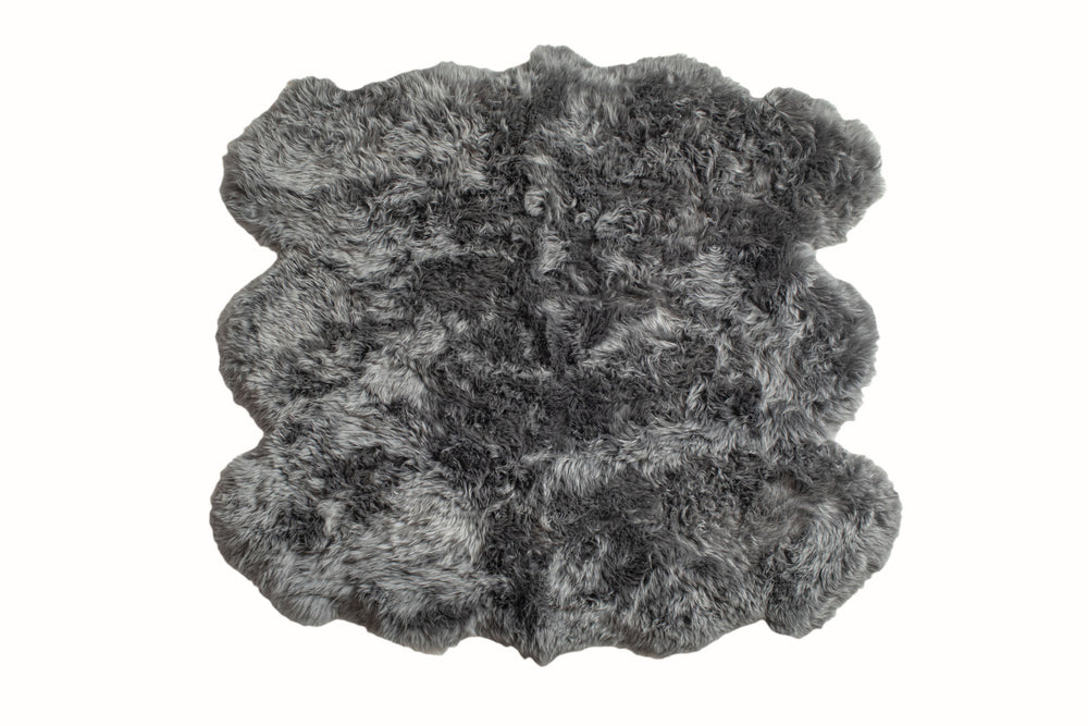 Homeroots 5' X 6' Grey Wool Sheepskin Handmade Area Rug  Wool 476622