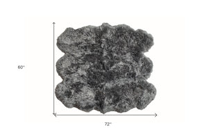 Homeroots 5' X 6' Grey Wool Sheepskin Handmade Area Rug  Wool 476622