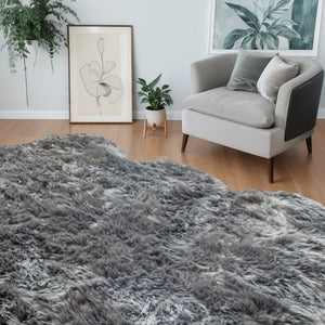 Homeroots 5' X 6' Black Wool Sheepskin Handmade Area Rug  Wool 476623