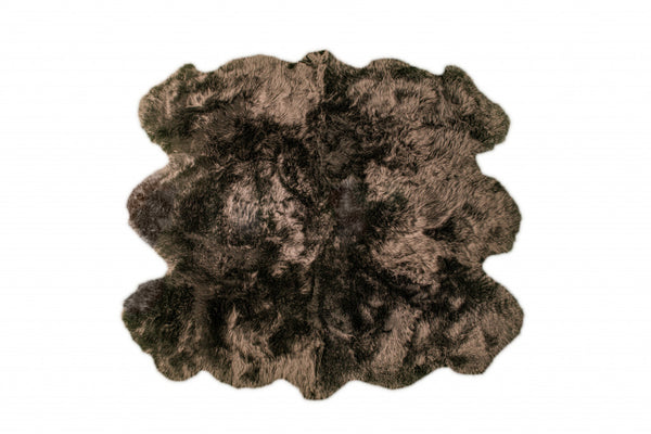 Homeroots 5' X 6' Chocolate Wool Sheepskin Handmade Area Rug  Wool 476624