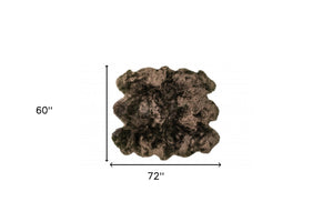 Homeroots 5' X 6' Chocolate Wool Sheepskin Handmade Area Rug  Wool 476624