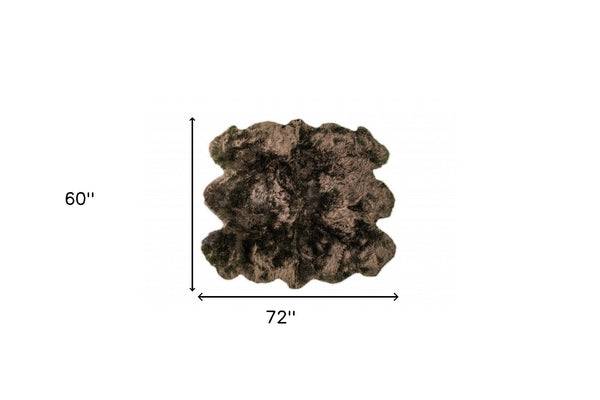 Homeroots 5' X 6' Chocolate Wool Sheepskin Handmade Area Rug  Wool 476624