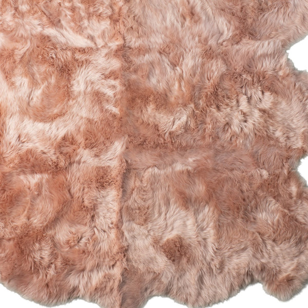 Homeroots 5' X 6' Pink Wool Sheepskin Handmade Area Rug  Wool 476625