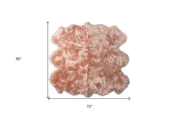 Homeroots 5' X 6' Pink Wool Sheepskin Handmade Area Rug  Wool 476625