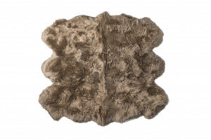 Homeroots 5' X 6' Taupe Wool Sheepskin Handmade Area Rug  Wool 476626