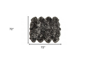 Homeroots 6' X 6' Grey Wool Sheepskin Handmade Area Rug  Wool 476627