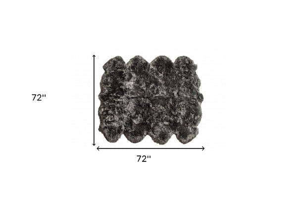 Homeroots 6' X 6' Grey Wool Sheepskin Handmade Area Rug  Wool 476627