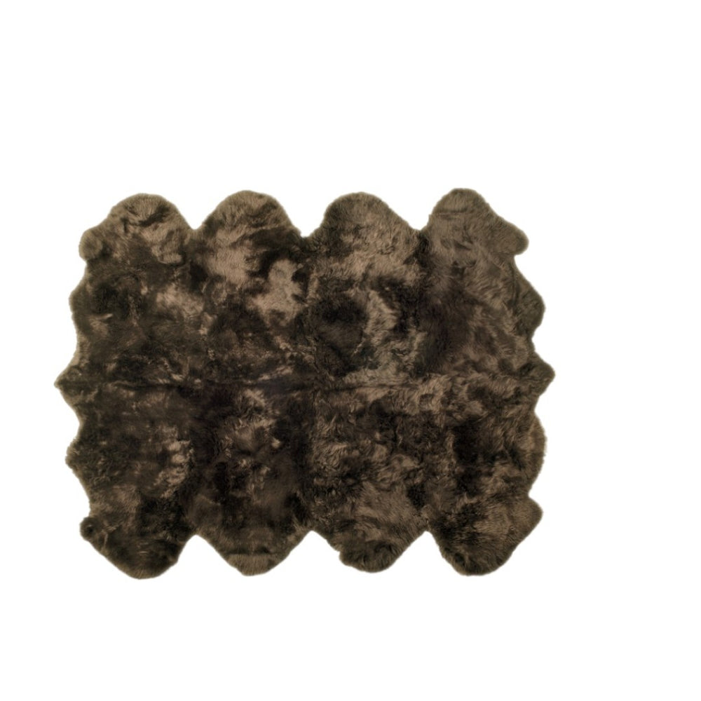 HomeRoots 6' Handmade Sheepskin Area Rug - Artisan Crafted Wool with Unique Organic Shape for Warmth & Style Chocolate 476628