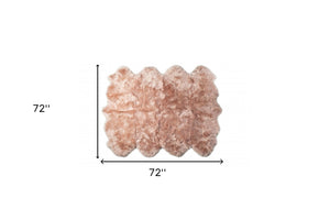 Homeroots 6' X 6' Pink Wool Sheepskin Handmade Area Rug  Wool 476629