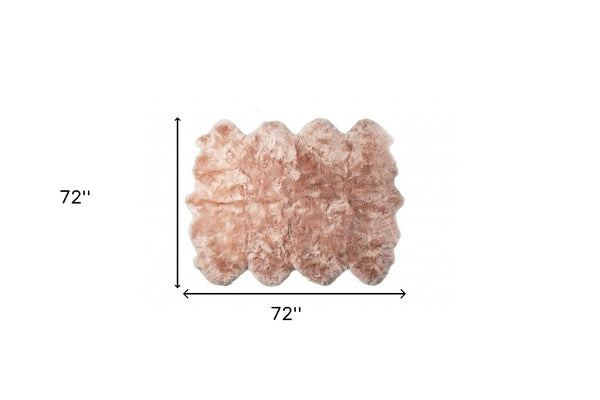 Homeroots 6' X 6' Pink Wool Sheepskin Handmade Area Rug  Wool 476629