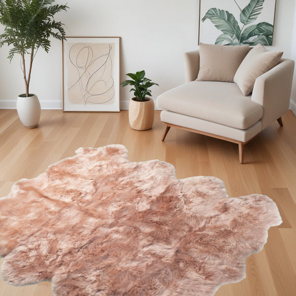 Homeroots 6' X 6' Pink Wool Sheepskin Handmade Area Rug  Wool 476629