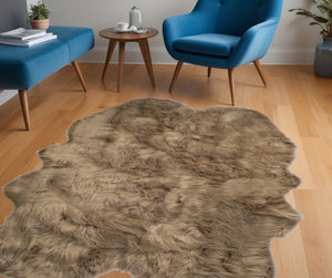 Homeroots 4' X 6' Tan Faux Fur Washable Non Skid Area Rug  Acrylic 476636