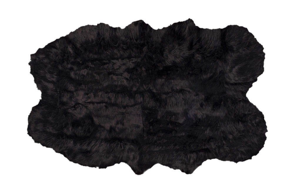 Homeroots 4' X 6' Black Faux Fur Washable Non Skid Area Rug  Acrylic 476637