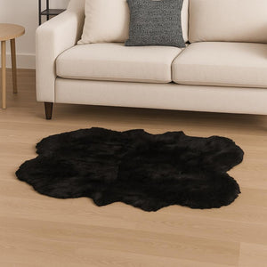 HomeRoots 4' X 6' Luxurious Faux Fur Washable Area Rug - Soft, Non-Slip Design for Cozy Home Decor Accents Black 476637