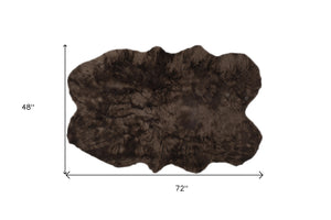 Homeroots 4' X 6' Chocolate Faux Sheepskin Flokati Washable Non Skid Area Rug  Faux Sheepskin 476638