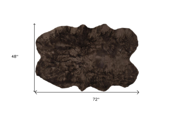 Homeroots 4' X 6' Chocolate Faux Sheepskin Flokati Washable Non Skid Area Rug  Faux Sheepskin 476638