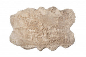 Homeroots 4' X 6' Taupe Faux Fur Washable Non Skid Area Rug  Acrylic 476639