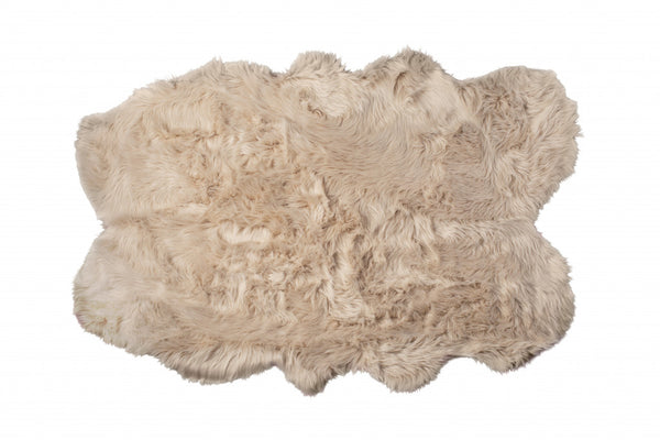 Homeroots 4' X 6' Taupe Faux Fur Washable Non Skid Area Rug  Acrylic 476639