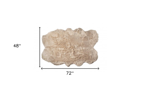 Homeroots 4' X 6' Taupe Faux Fur Washable Non Skid Area Rug  Acrylic 476639