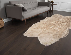 Homeroots 4' X 6' Taupe Faux Fur Washable Non Skid Area Rug  Acrylic 476639