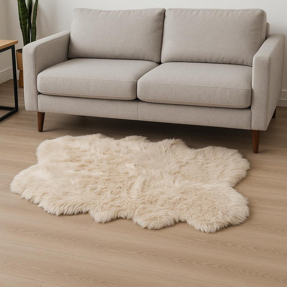 HomeRoots 4' X 6' Luxurious Faux Fur Washable Area Rug - Soft, Non-Slip Design for Cozy Home Decor Accents Taupe 476639