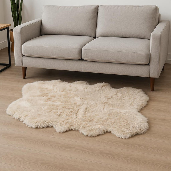 HomeRoots 4' X 6' Luxurious Faux Fur Washable Area Rug - Soft, Non-Slip Design for Cozy Home Decor Accents Taupe 476639