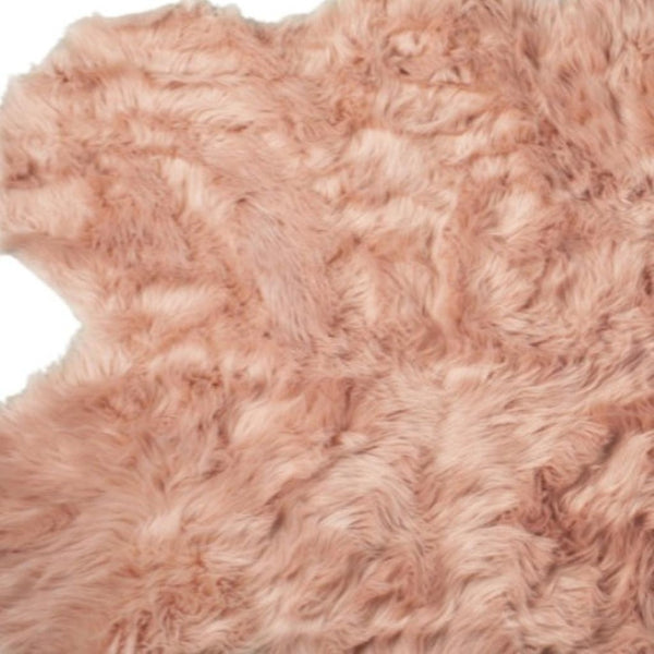 HomeRoots 4' X 6' Luxurious Faux Fur Washable Area Rug - Soft, Non-Slip Design for Cozy Home Decor Accents Dusty Rose 476640