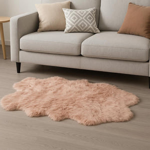 HomeRoots 4' X 6' Luxurious Faux Fur Washable Area Rug - Soft, Non-Slip Design for Cozy Home Decor Accents Dusty Rose 476640