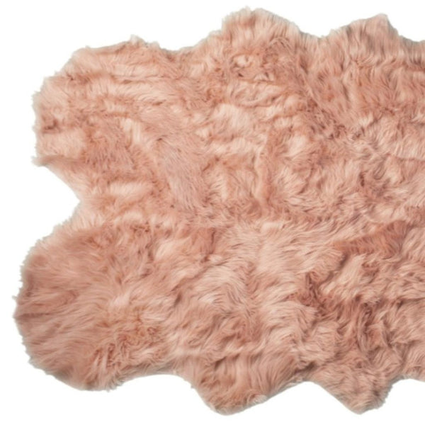 HomeRoots 4' X 6' Luxurious Faux Fur Washable Area Rug - Soft, Non-Slip Design for Cozy Home Decor Accents Dusty Rose 476640