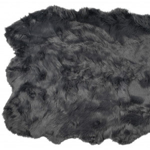 HomeRoots 5' Plush Faux Fur Area Rug - Soft, Washable, Non-Skid Design for Cozy Living Spaces and Nurseries Gray 476641