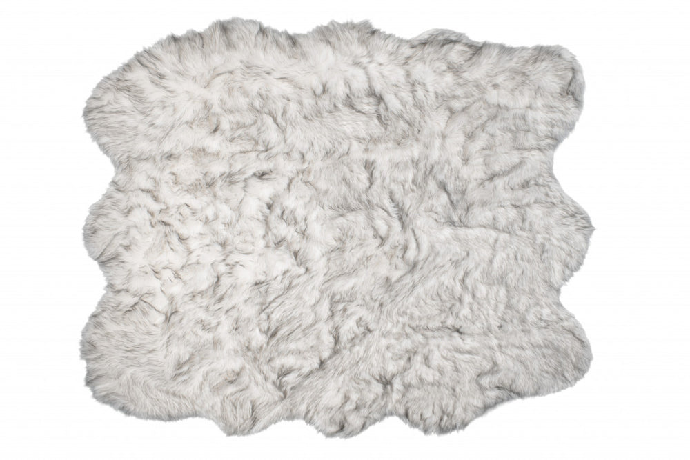 Homeroots 5' X 6' Grey Ombre Faux Sheepskin Non Skid Area Rug  Faux Sheepskin 476642