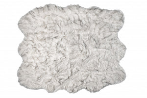 Homeroots 5' X 6' Grey Ombre Faux Sheepskin Non Skid Area Rug  Faux Sheepskin 476642