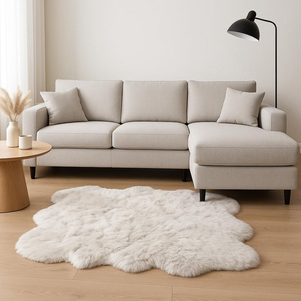 HomeRoots 5' Plush Faux Fur Area Rug - Soft, Washable, Non-Skid Design for Cozy Living Spaces and Nurseries Gray 476642