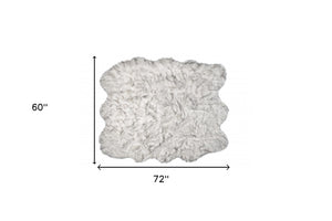 Homeroots 5' X 6' Grey Ombre Faux Sheepskin Non Skid Area Rug  Faux Sheepskin 476642
